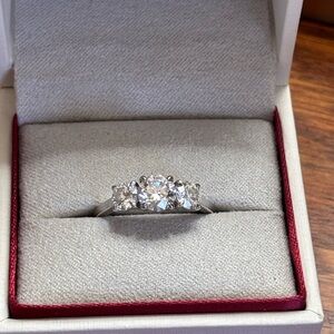 Stunning Silver Triple Stone Ring